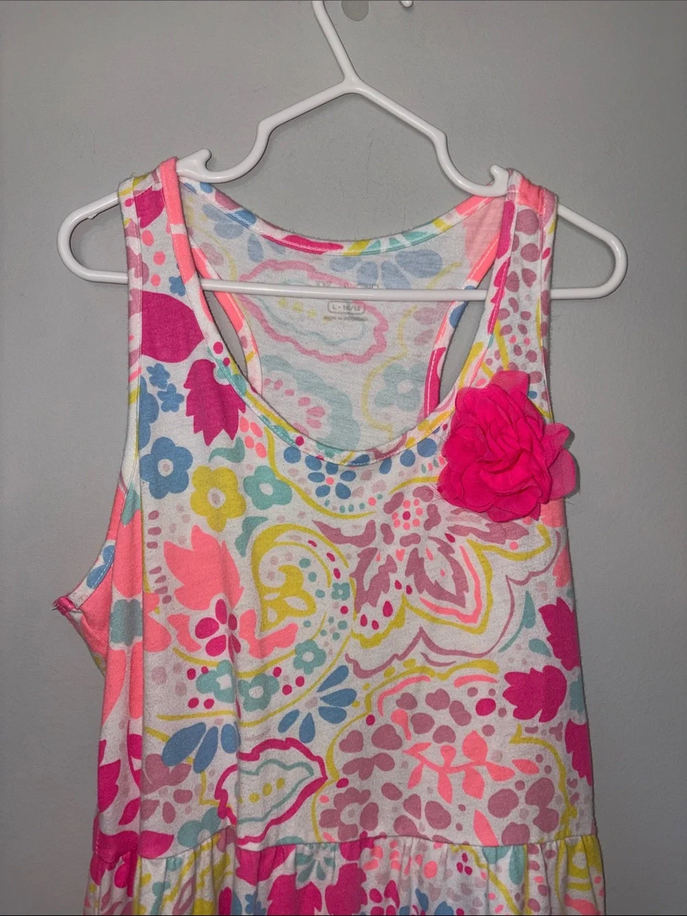 The Children's Place Pink Multi Floral Tank Dress Youth Large - Picture 2 of 4